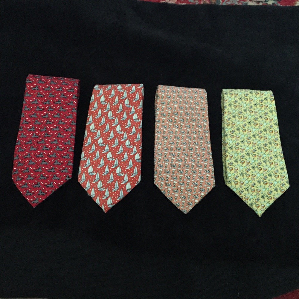4 Vineyard Vines Ties (Dog, Boat, Tropical, Plane)